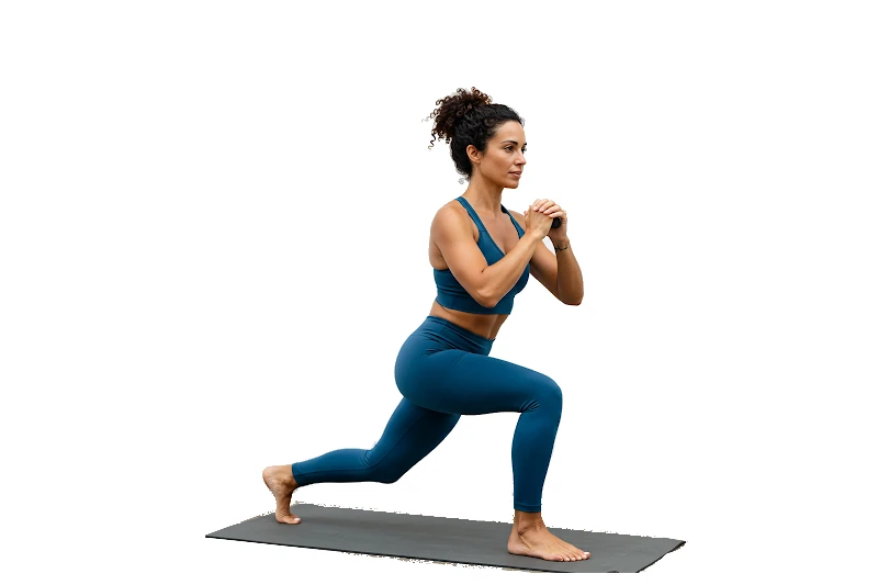 Mulher fazendo afundo exercicios para fazer em casa para emagrecer